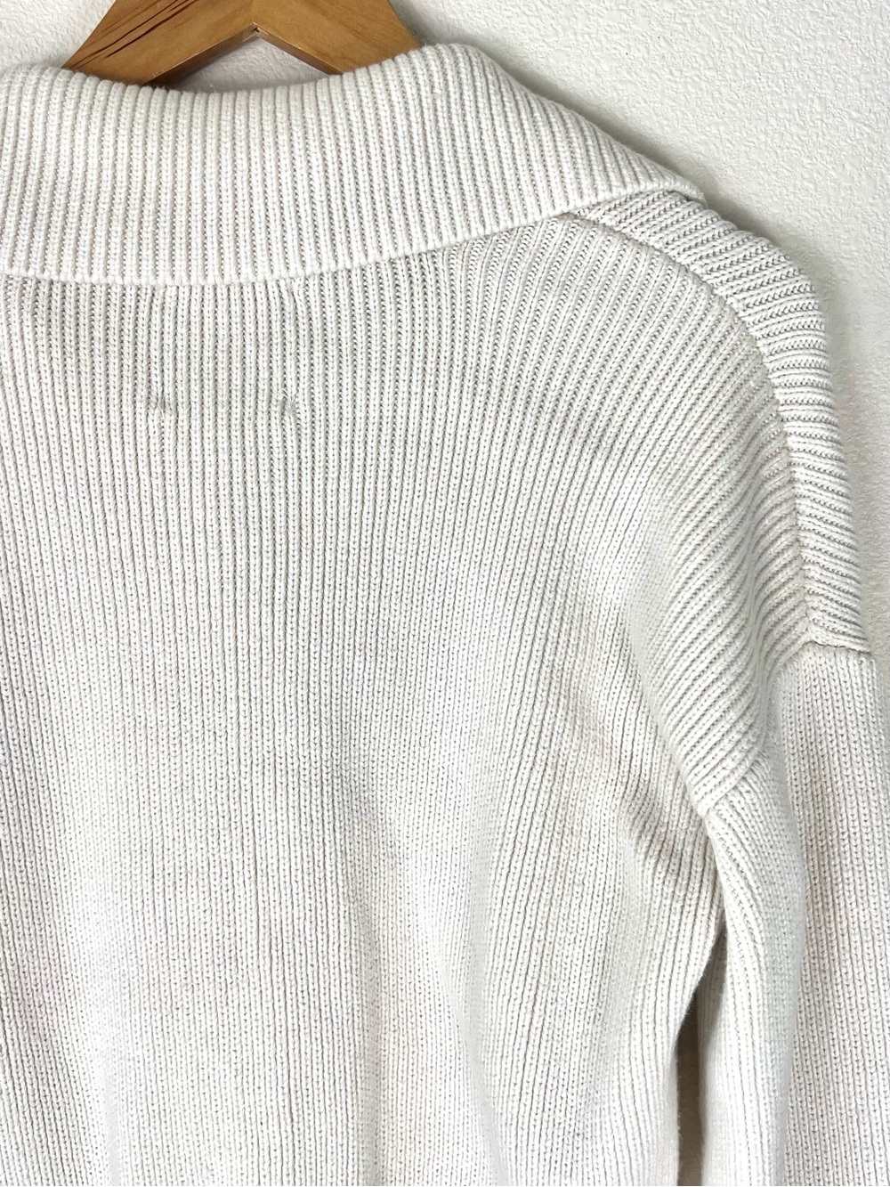 Abercrombie & Fitch Cream Collared Button-Front Ribbed Cardigan - Picture 7 of 7